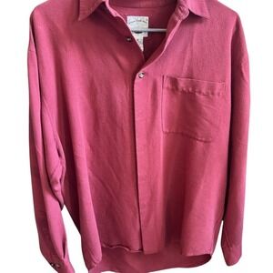 Original Island Sport Long Sleeve Button Up Shirt Red Size M Rayon Polyester